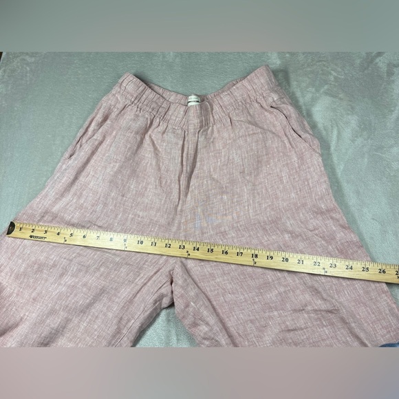 Cynthia Rowley 100% Linen Wide Leg Cropped Pull One Elastic Waist Pink Pants L - Picture 7 of 16